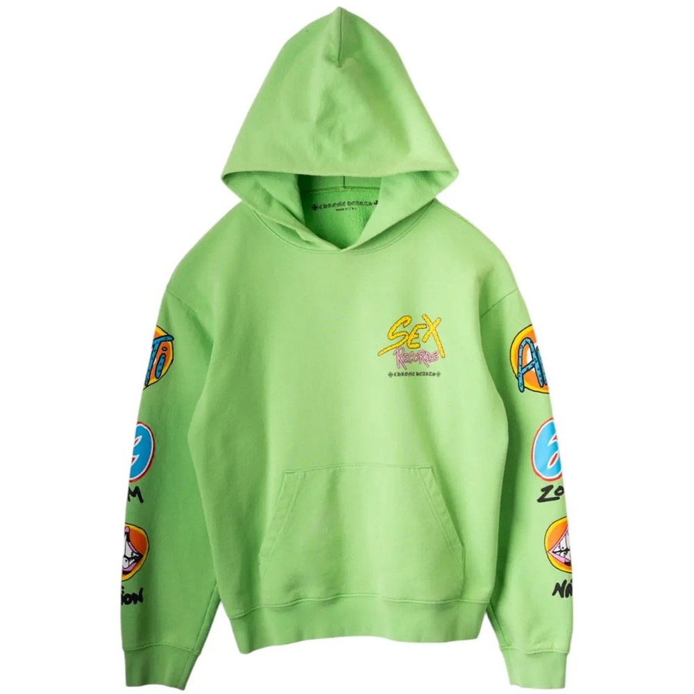 Chrome Hearts x Sex Records Hoodie - Neon Green - Size M